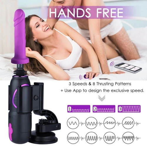 На фото изображена **Hismith Pro Travel APP — смарт-машина с присоской и фаллосом.**