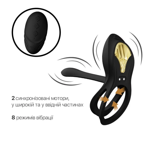 На фото изображено черное эрекционное смарт кольцо Zalo - BAYEK Obsidian Black для мужчин на светлом фоне