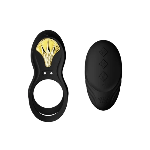 На фото изображено черное эрекционное смарт кольцо Zalo - BAYEK Obsidian Black для мужчин на светлом фоне