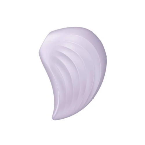 На фото изображен фиолетовый вакуумный вибратор в форме ракушки Satisfyer Pearl Diver Violet для женщин на белом фоне.