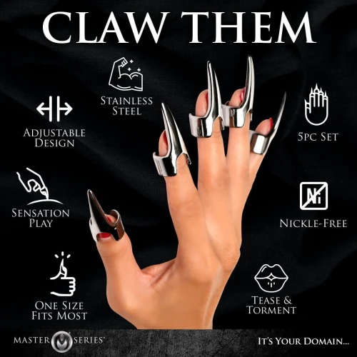 Набор колец с когтями Master Series Five-Piece Sensation Claw Rings - Silver (мятая упаковка!!!)