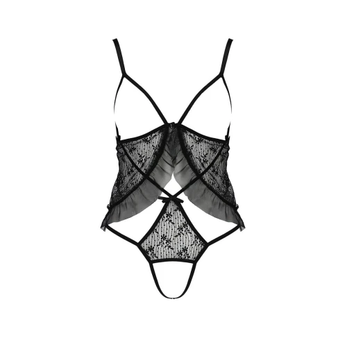 JUSTINA BODY black S/M - Боді з відкритими грудьми
