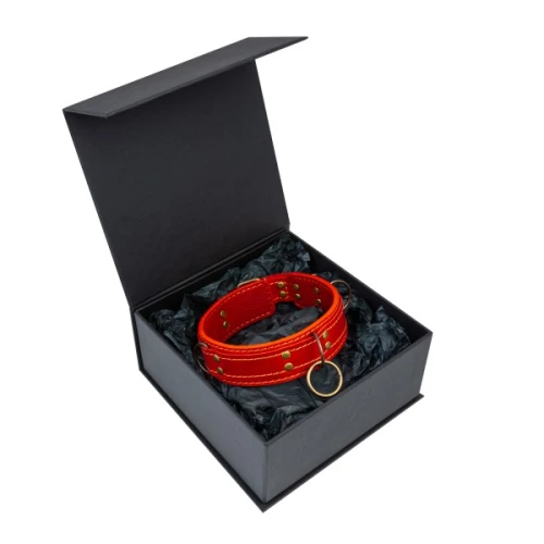 LOVECRAFT — Ошейник красный из натуральной кожи размер S