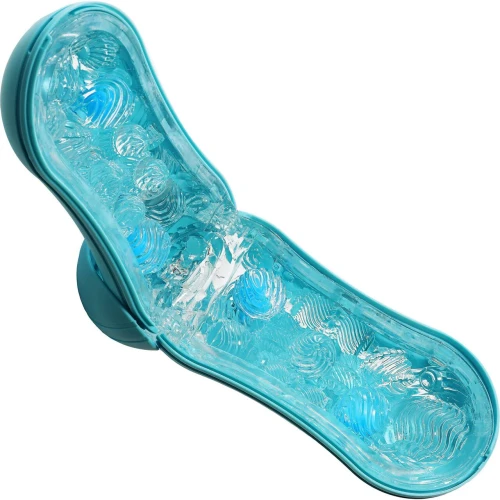 На этом фото изображен голубой японский мастурбатор с шариками внутри Tenga Flip Orb для мужчин на светлом фоне