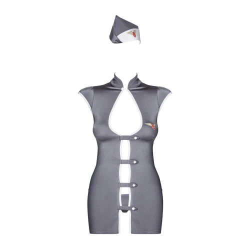 Эротический костюм стюардессы Obsessive Stewardess 3 pcs costume grey S/M (мятая упаковка!!!)
