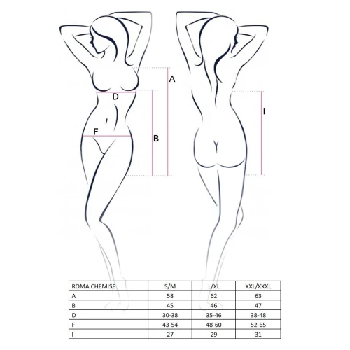 ROMA CHEMISE black XXL/XXXL - Приталенная сорочка с чашечками