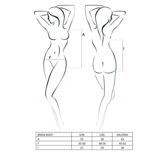 BRIDA BODY black L/XL - Эротическое боди с прозрачными вставками