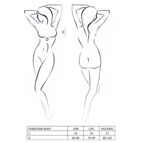 DIABOLINA BODY black S/M - Боді з відкритими грудьми