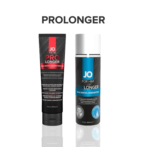 На фото изображены черные System JO Prolonger Gel (60 мл) - Пролонгаторы гели с натуральными ингридиентами для мужчин на белом фоне