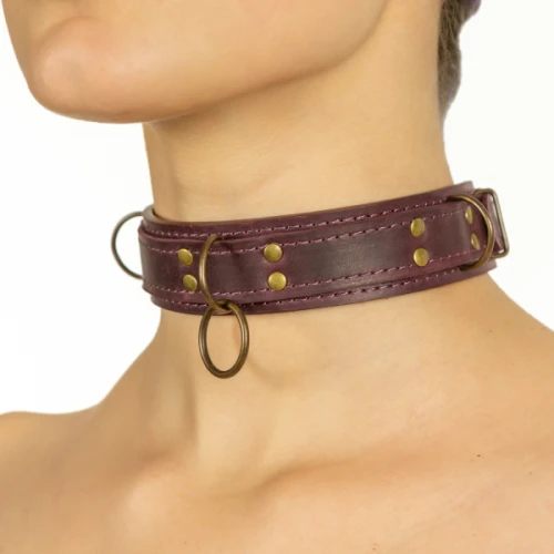 LOVECRAFT — Ошейник фиолетовый из натуральной кожи размер M