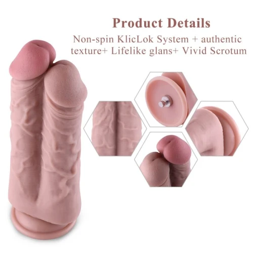 Hismith 8.5” Two Cocks One Hole Silicone Dildo - Двойной фаллос для секс машины