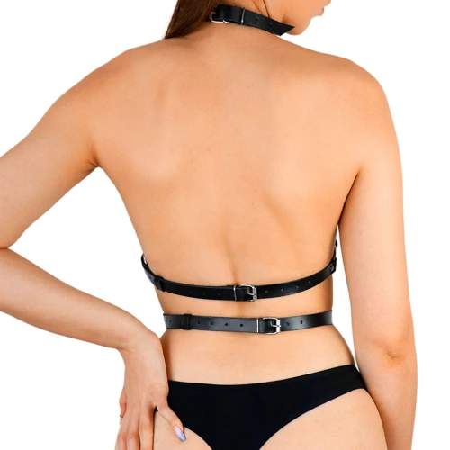 Art of Sex - Mirra - Чорна портупея з натуральної шкіри (XS-2XL)