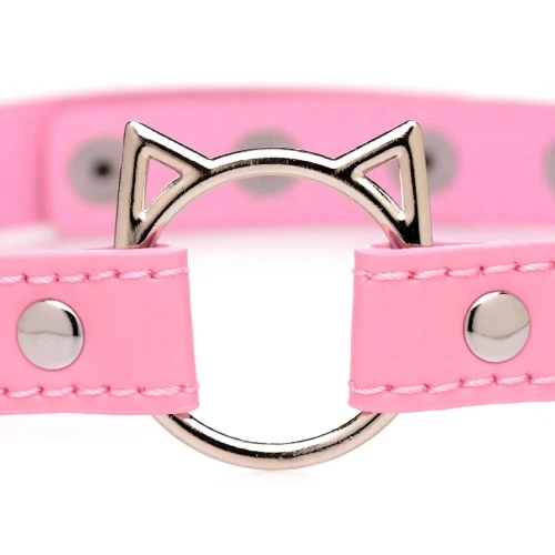 Чокер Master Series Kinky Kitty Ring Slim Choker - Pink
