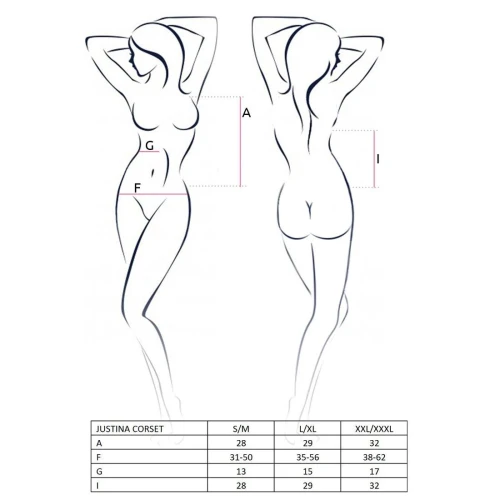 JUSTINA CORSET black L/XL - Полупрозрачный корсет с открытой грудью