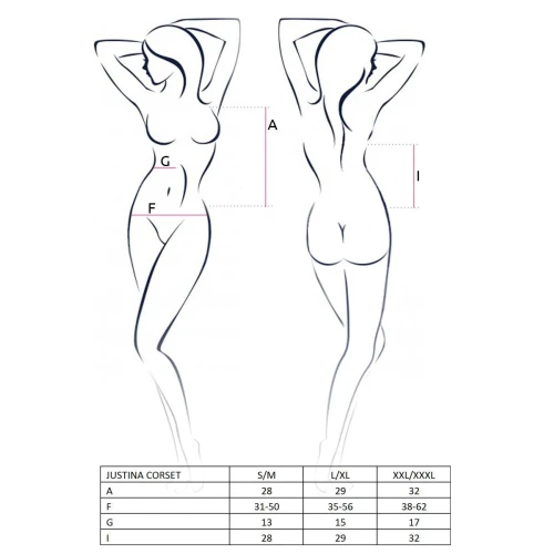 JUSTINA CORSET black L/XL - Полупрозрачный корсет с открытой грудью