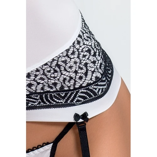 SUELO CORSET white L/XL - Эротический корсет с пажами