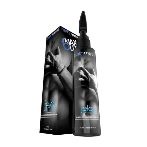 На этом фото изображен черный Bathmate Max Out Testostomax (100 мл) - Крем для джелкинга и увеличения пениса на светлом фоне