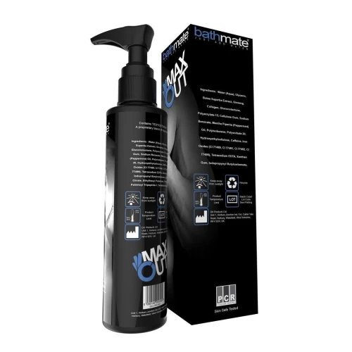 На этом фото изображен черный Bathmate Max Out Testostomax (100 мл) - Крем для джелкинга и увеличения пениса на светлом фоне