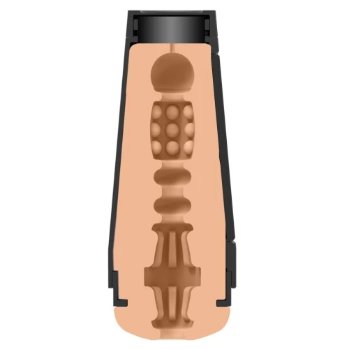 На фото изображен бежево-черный мастурбатор-вагина инстаграм модели @playmateiryna Doc Johnson: @playmateiryna для мужчин на белом фоне