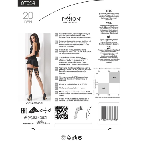 Passion ST024 3/4 nero - Женские чулки