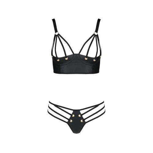 Passion Malwia Bikini black XXL/XXXL - Комплект з еко-шкіри