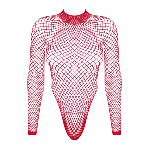 Obsessive B126 red S/M/L - Красное боди сетка