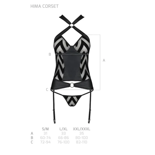 Passion Hima Corset black XXL/XXXL - Сетчатый комплект с узором