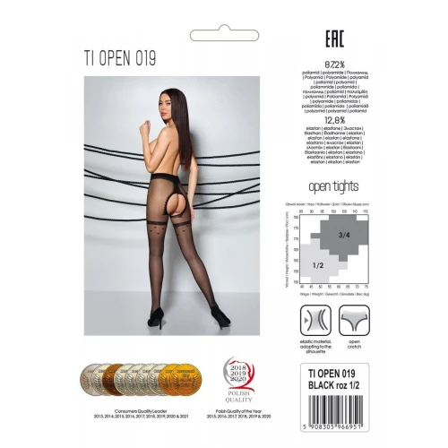 Passion TIOPEN 019 black 3/4 (20 den) - Чорні секс колготки