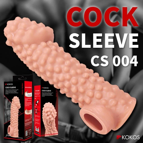 На фото изображена бежевая насадка на член Kokos Cock Sleeve CS 004 L для пар на черном фоне.