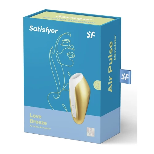 На фото зображено жовтий міні вакуумний стимулятор Satisfyer Love Breeze Yellow для жінок на білому тлі.