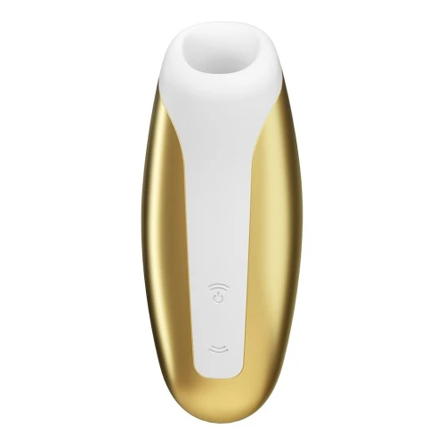 На фото зображено жовтий міні вакуумний стимулятор Satisfyer Love Breeze Yellow для жінок на білому тлі.