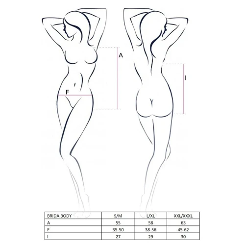 BRIDA BODY red XXL/XXXL - Эротическое боди с прозрачными вставками