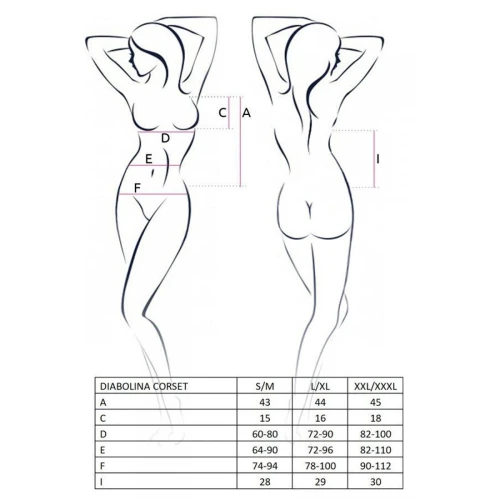 DIABOLINA CORSET black XXL/XXXL - Сексуальный корсет с открытой грудью