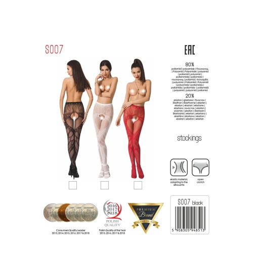 Passion S007 white - Еротичні колготки-бодістокінг