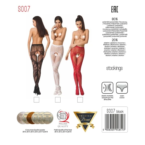 Passion S007 white - Еротичні колготки-бодістокінг