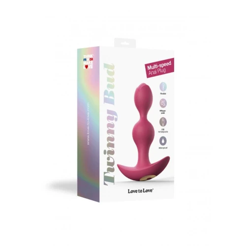 На фото зображений гнучкий та рожевий анальний стимулятор Love To Love TWINNY BUD Plum унісекс на світлому фоні