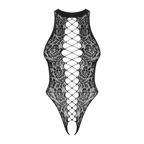 Obsessive B129 black S/M/L - Эротическое боди с прорезом