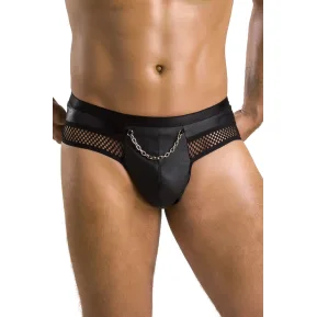 Passion 030 XXL/XXXL - Черные мужские трусы с цепочкой SLIP OPEN TOM black