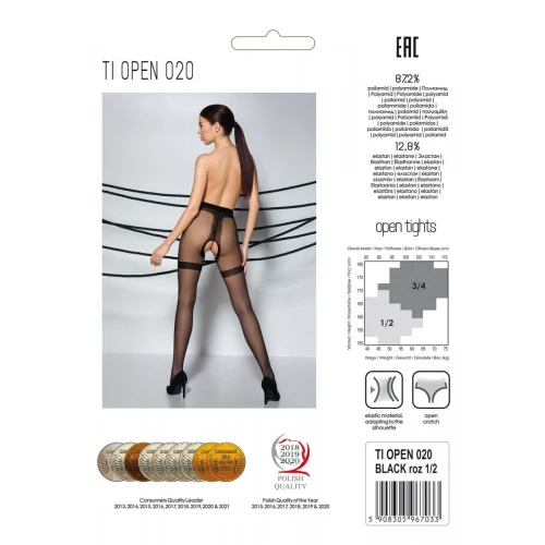 Passion TIOPEN 020 black 3/4 (20 den) - Колготки с открытым доступом