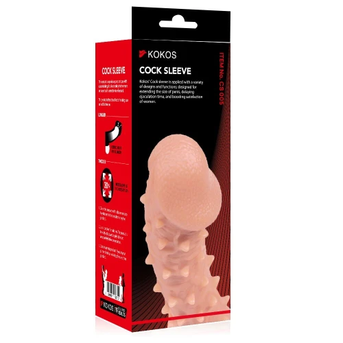 На фото зображено бежеву насадку на член Kokos Cock Sleeve CS 005 М для пар на білому тлі.