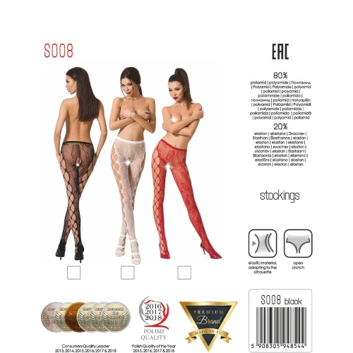 Passion S008 black - Еротичні колготки-бодістокінг