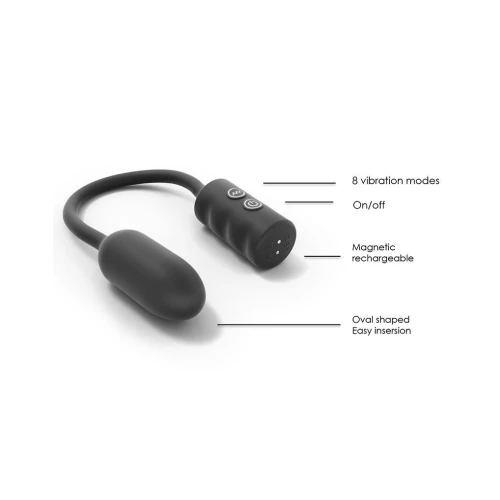 На фото изображено черное виброяйцо для анальных и вагинальных игр Dorcel Deep Explorer унисекс на белом фоне.