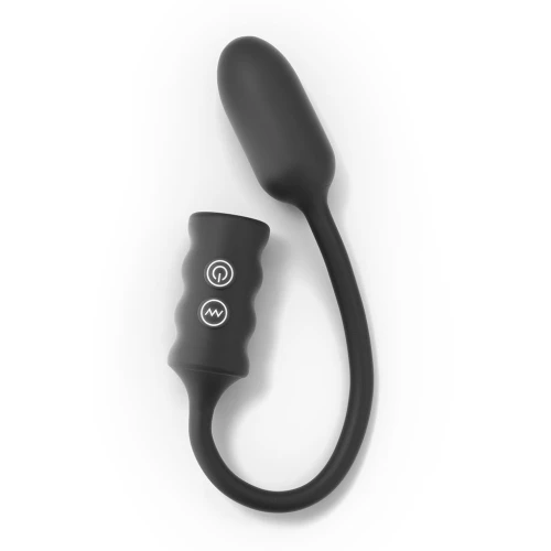 На фото изображено черное виброяйцо для анальных и вагинальных игр Dorcel Deep Explorer унисекс на белом фоне.