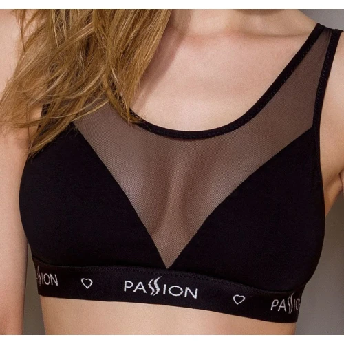 Passion PS002 TOP (S) - Топ із прозорою вставкою (Чорний)