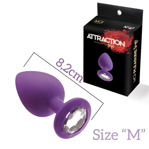 MAI Attraction Toys №48 Purple — Анальная пробка з камнем