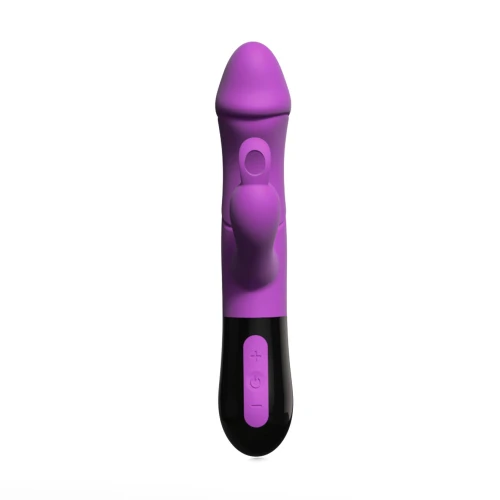 На фото фиолетовый вибратор Adrien Lastic Ares 2.0 с черными вставками – вибратор-кролик с петелькой на отростке.