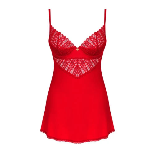 Obsessive Ingridia chemise & thong M/L - Червоний пеньюар