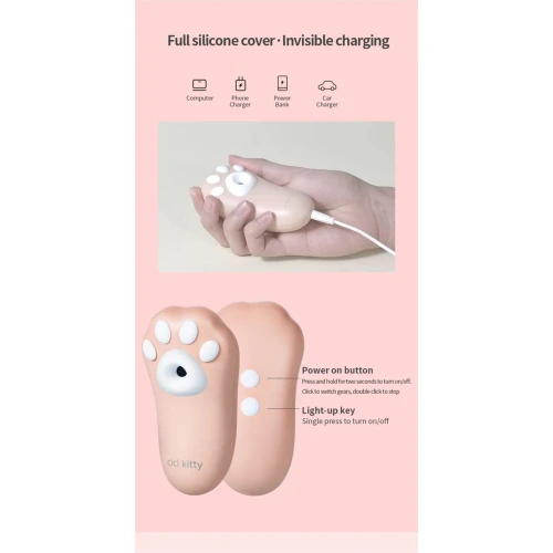 На фото зображено коричневий вакуумний стимулятор Otouch Cici Kity для жінок на рожевому фоні.