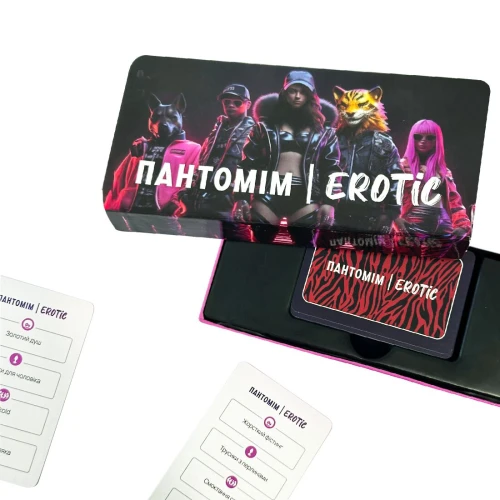 На фото изображена разноцветная эротическая игра «Пантомім Erotic» для пар на светлом фоне.