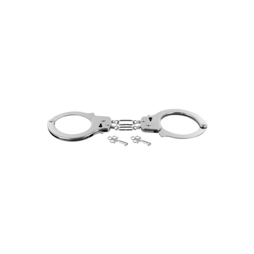 На фото изображены металлические наручники Fetish Tentation Soft adjustable metal wrist cuffs унисекс на светлом фоне